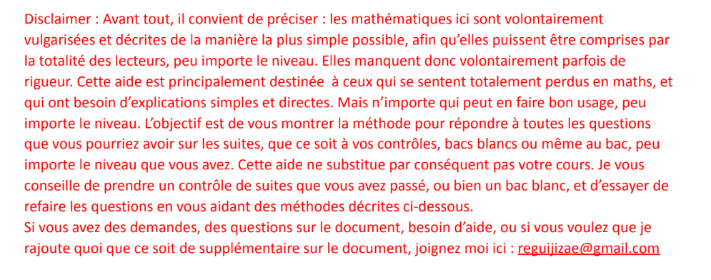 Fiche suites (BAC de maths)